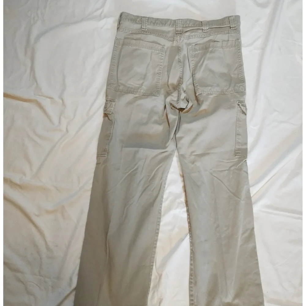 Wrangler Cargo Pants Khaki‎ Tan Mens 34x28 (Tag 34x30) Relaxed Utility GorpCore
